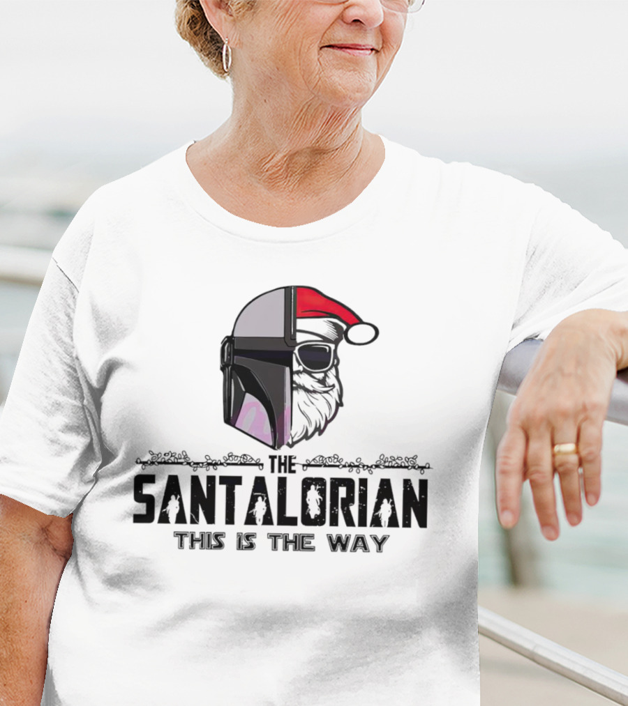 The Santalorian This Is The Way Santa Claus Christmas Helmet Santa Hat T-Shirt