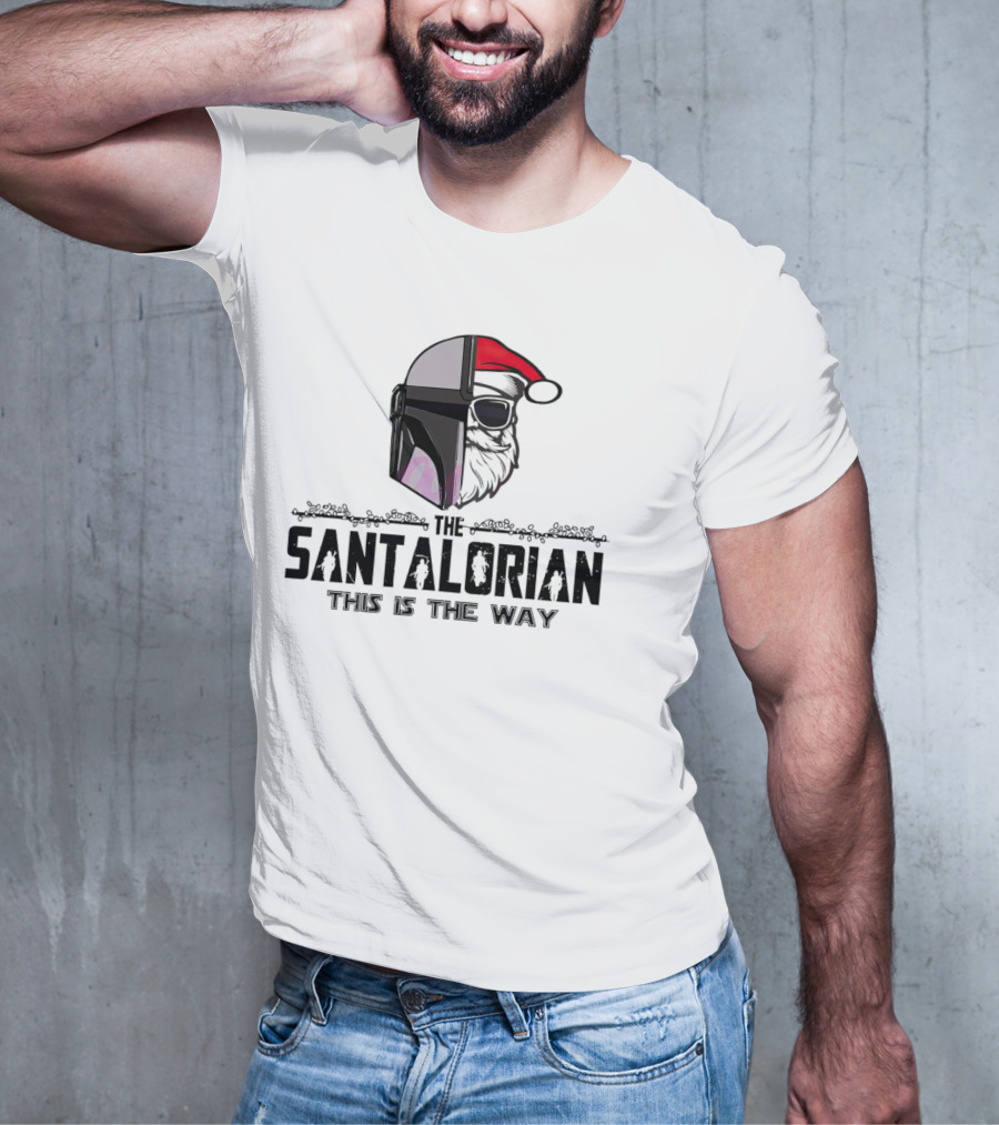 The Santalorian This Is The Way Santa Claus Christmas Helmet Santa Hat T-Shirt