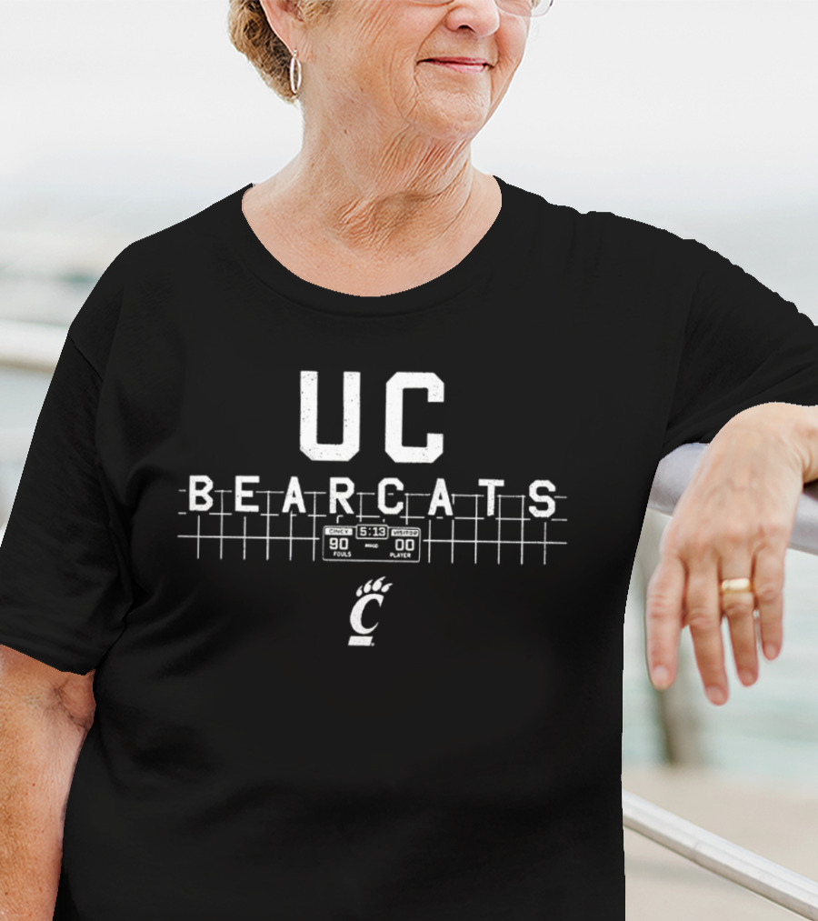 UC Bearcats Cincinnati Bearcats Scoreboard Logo 90 Fouls 5:13 00 Player T-Shirt