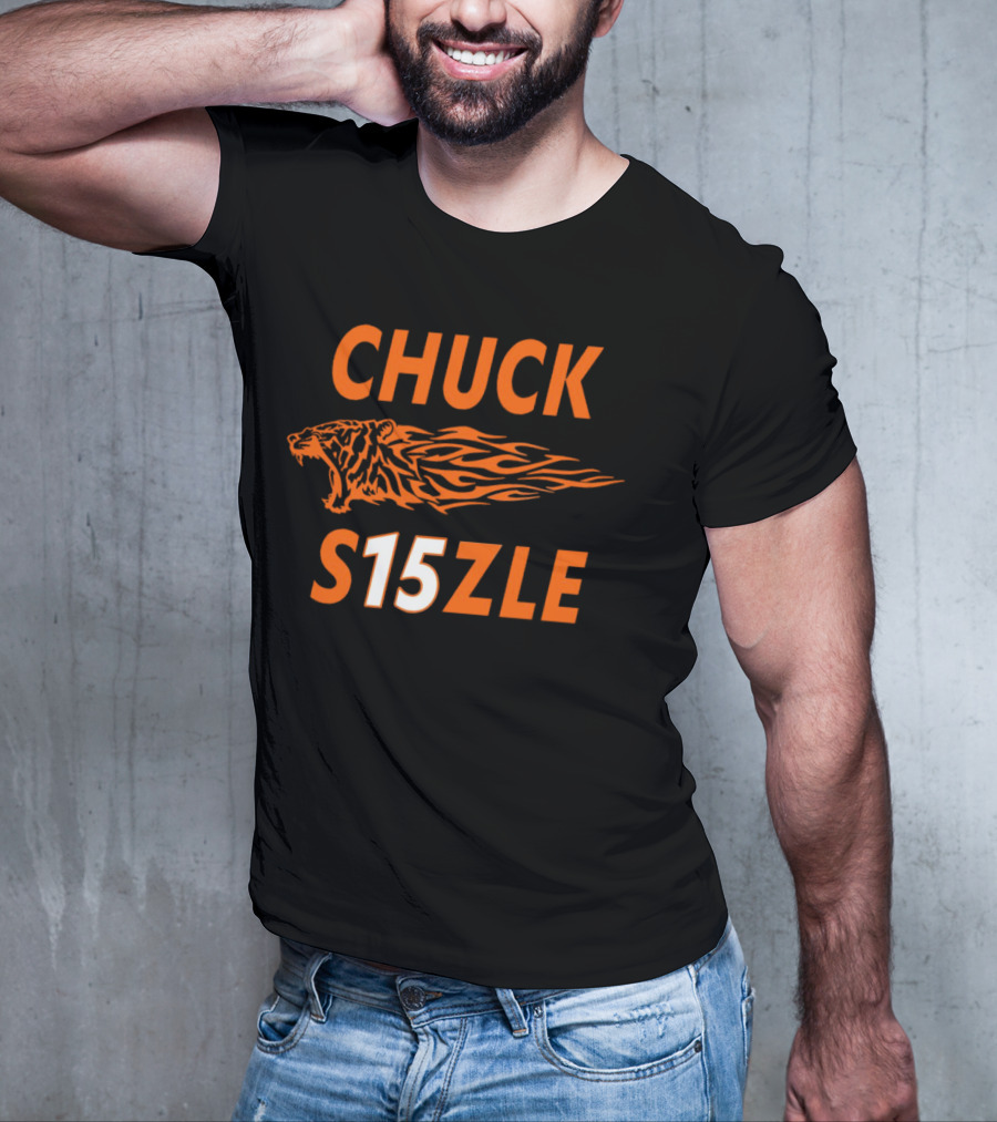CHUCK SIZZLE S15ZLE Tiger Flame Cincinnati Bengals T-Shirt