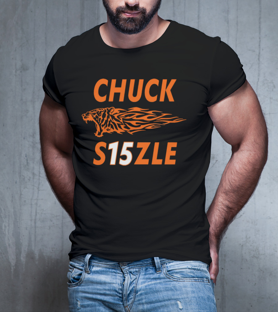 CHUCK SIZZLE S15ZLE Tiger Flame Cincinnati Bengals T-Shirt