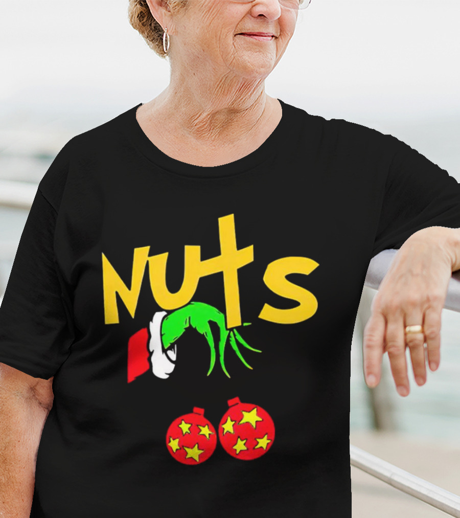 Grinch Nuts Bauble Christmas Santa Hat Holiday Humor T-Shirt