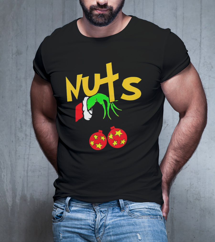Grinch Nuts Bauble Christmas Santa Hat Holiday Humor T-Shirt