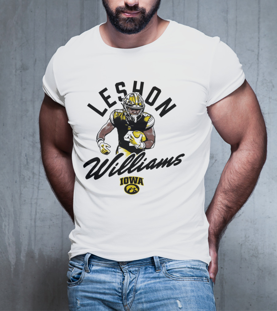 Leshon Williams Iowa Football Hawkeyes Cartoon Football Player T-Shirt