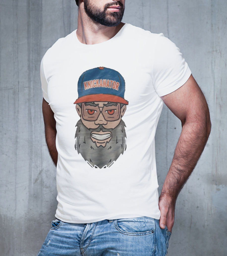 Nickanator New York Knicks Beard Hat Face T-Shirt