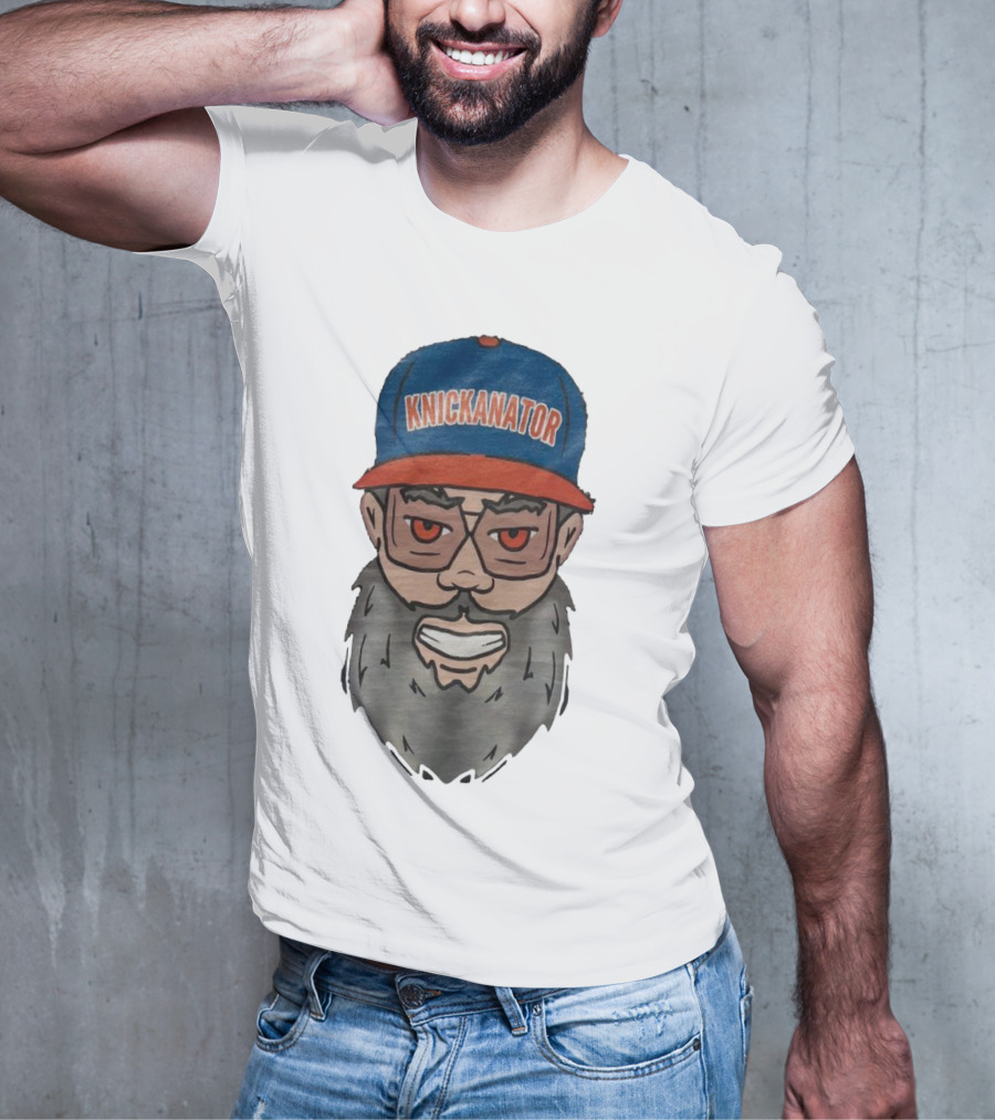 Nickanator New York Knicks Beard Hat Face T-Shirt