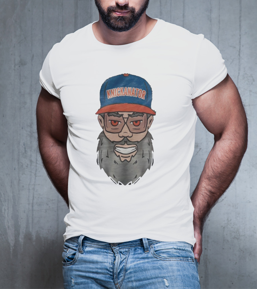 Nickanator New York Knicks Beard Hat Face T-Shirt