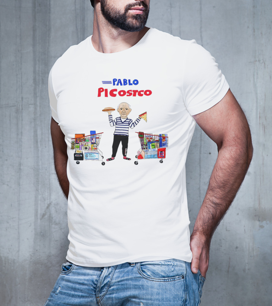 Pablo Picostco Costco Shopping Cart Foodчитывается образ человека с пиццей и бургером T-Shirt