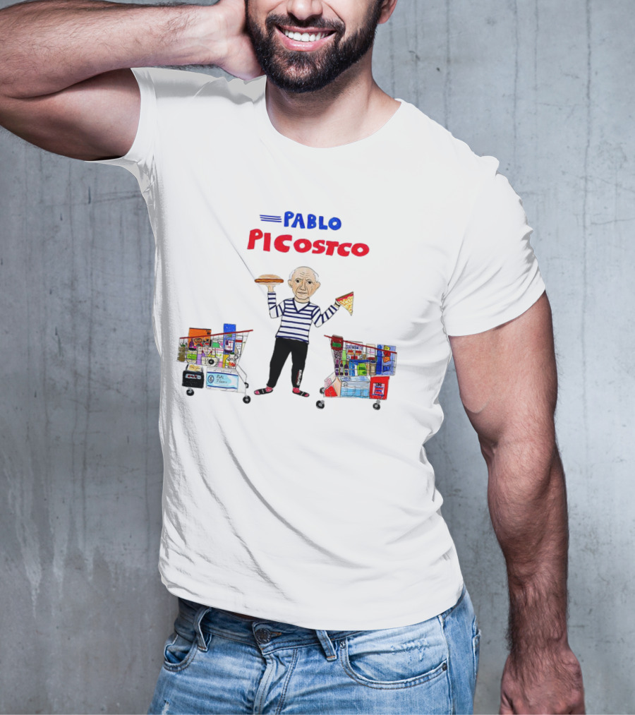 Pablo Picostco Costco Shopping Cart Foodчитывается образ человека с пиццей и бургером T-Shirt