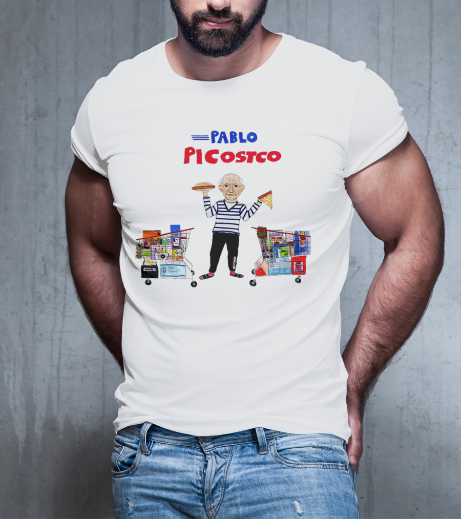 Pablo Picostco Costco Shopping Cart Foodчитывается образ человека с пиццей и бургером T-Shirt