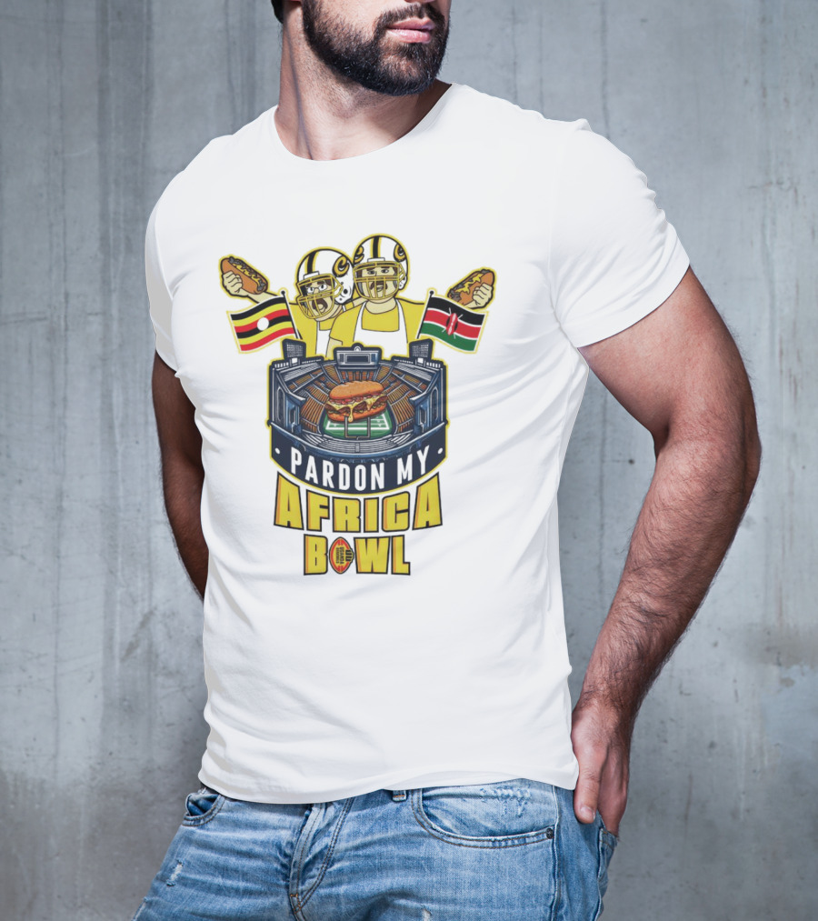 Pardon My Africa Bowl Football Players Burger Stadium Flags T-Shirt