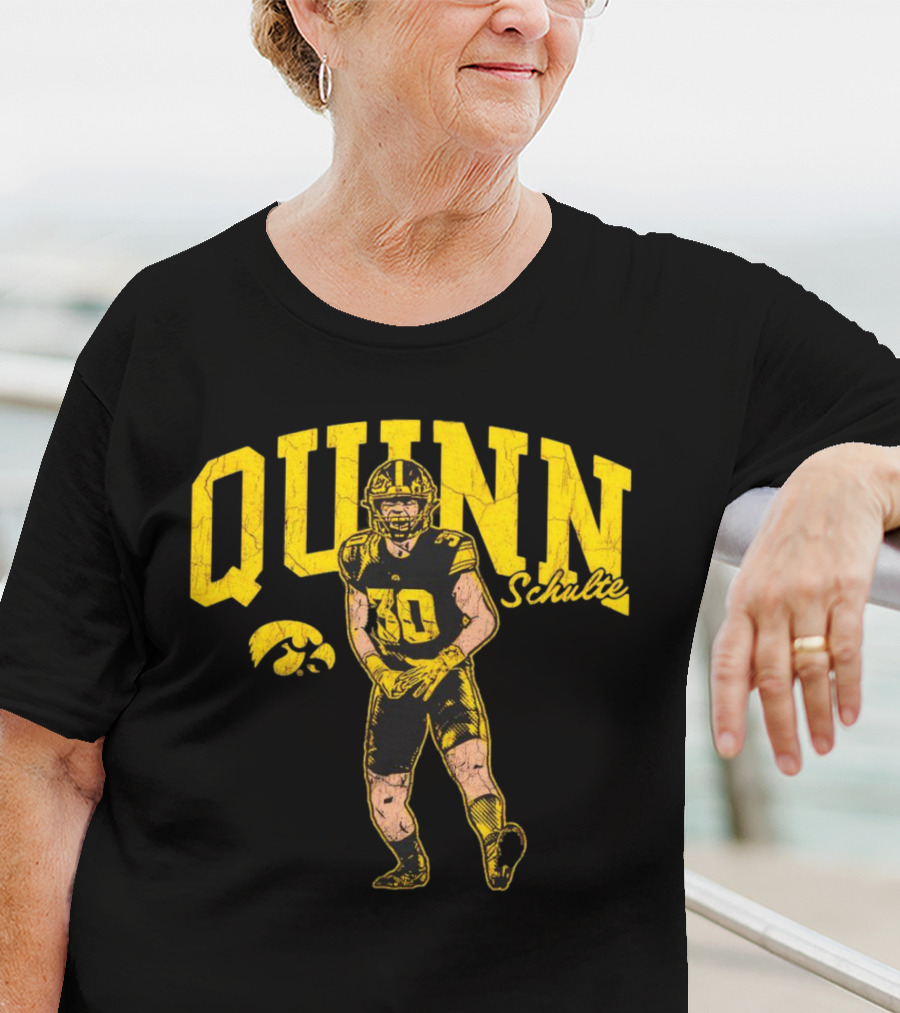 Quinn Schulte Iowa Hawkeyes Football Number 10 Cartoon T-Shirt