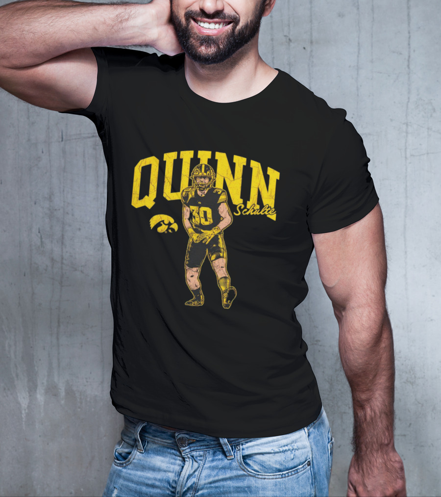 Quinn Schulte Iowa Hawkeyes Football Number 10 Cartoon T-Shirt