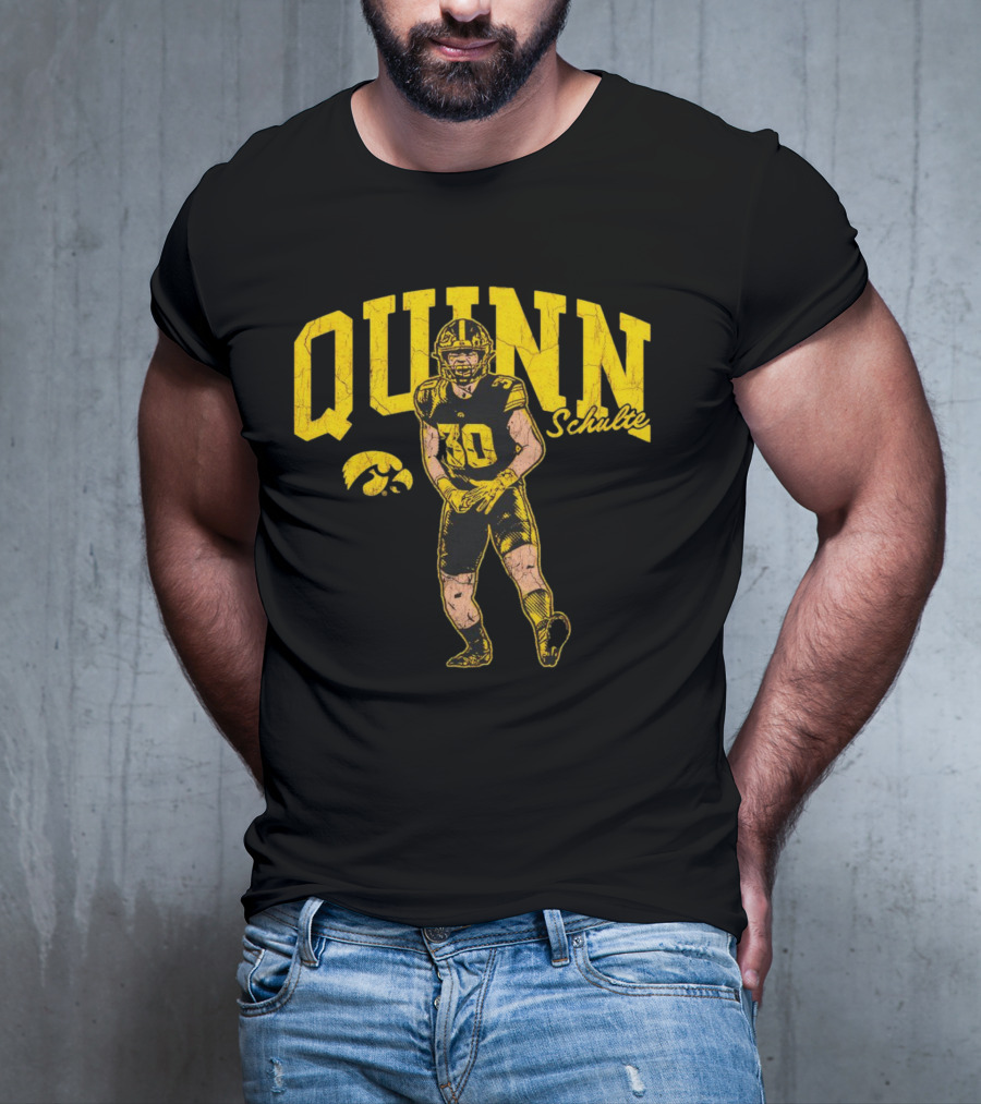Quinn Schulte Iowa Hawkeyes Football Number 10 Cartoon T-Shirt