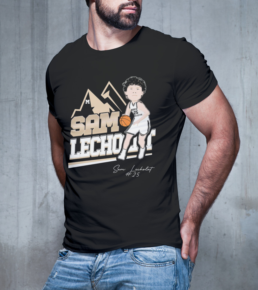 Sam Lecholat Montana State Bobcats Collective #25 Signature Basketball Player M T-Shirt