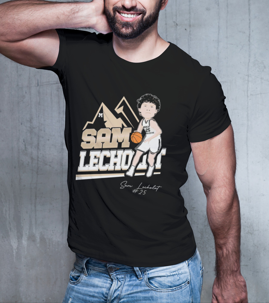 Sam Lecholat Montana State Bobcats Collective #25 Signature Basketball Player M T-Shirt