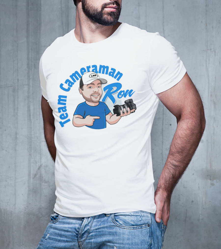 Team Cameraman Ron Cartoon Character Holding Camera T-Shirt