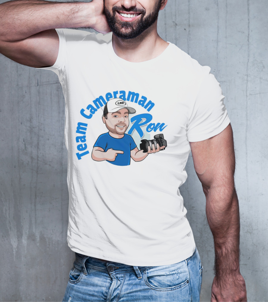 Team Cameraman Ron Cartoon Character Holding Camera T-Shirt
