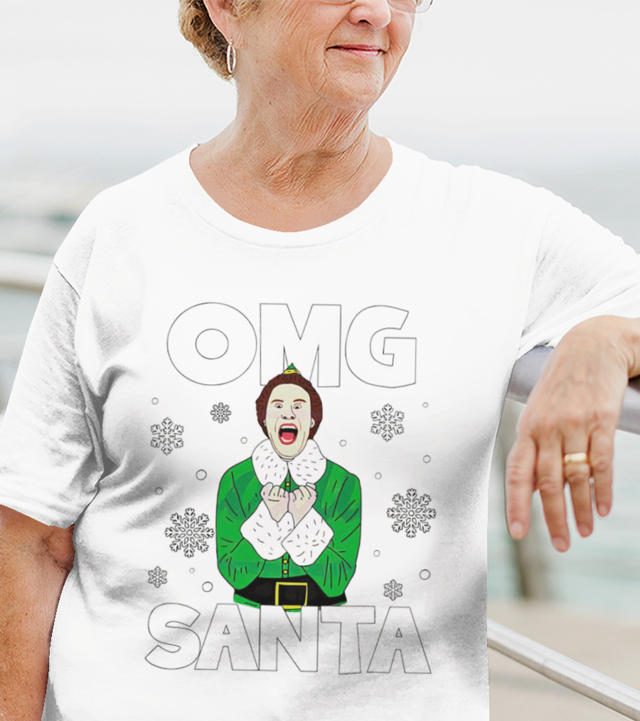 OMG Santa Christmas Elf Excited Reaction T-Shirt