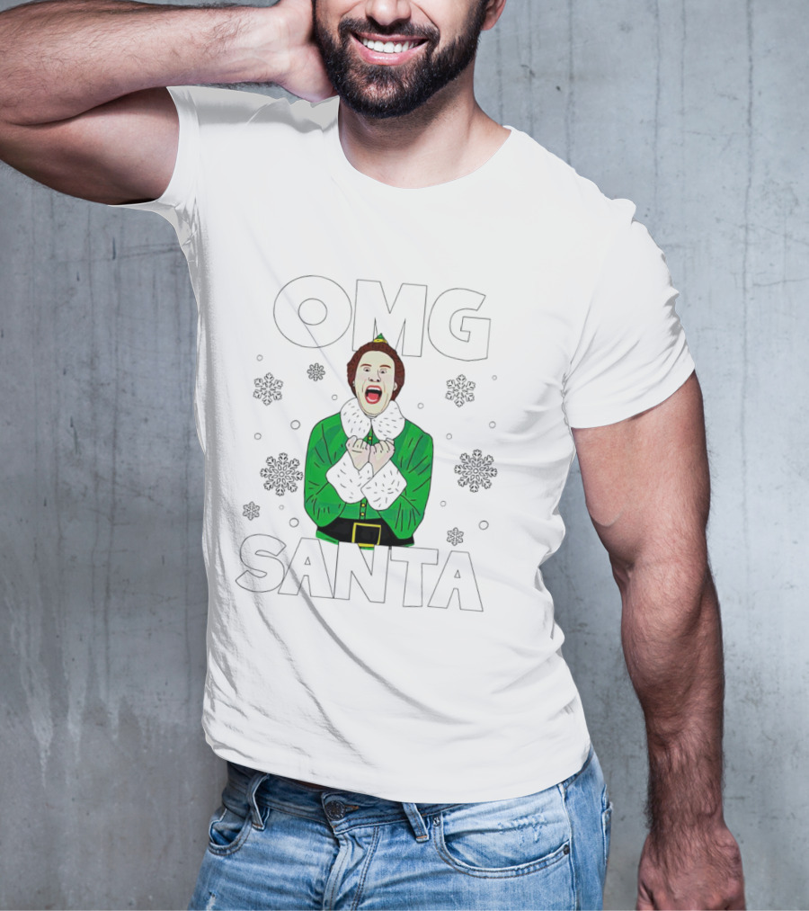 OMG Santa Christmas Elf Excited Reaction T-Shirt