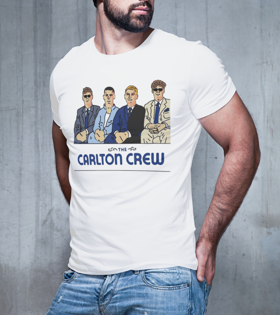 Carlton Crew Cartoon Characters In Suits And Sunglasses T-Shirt