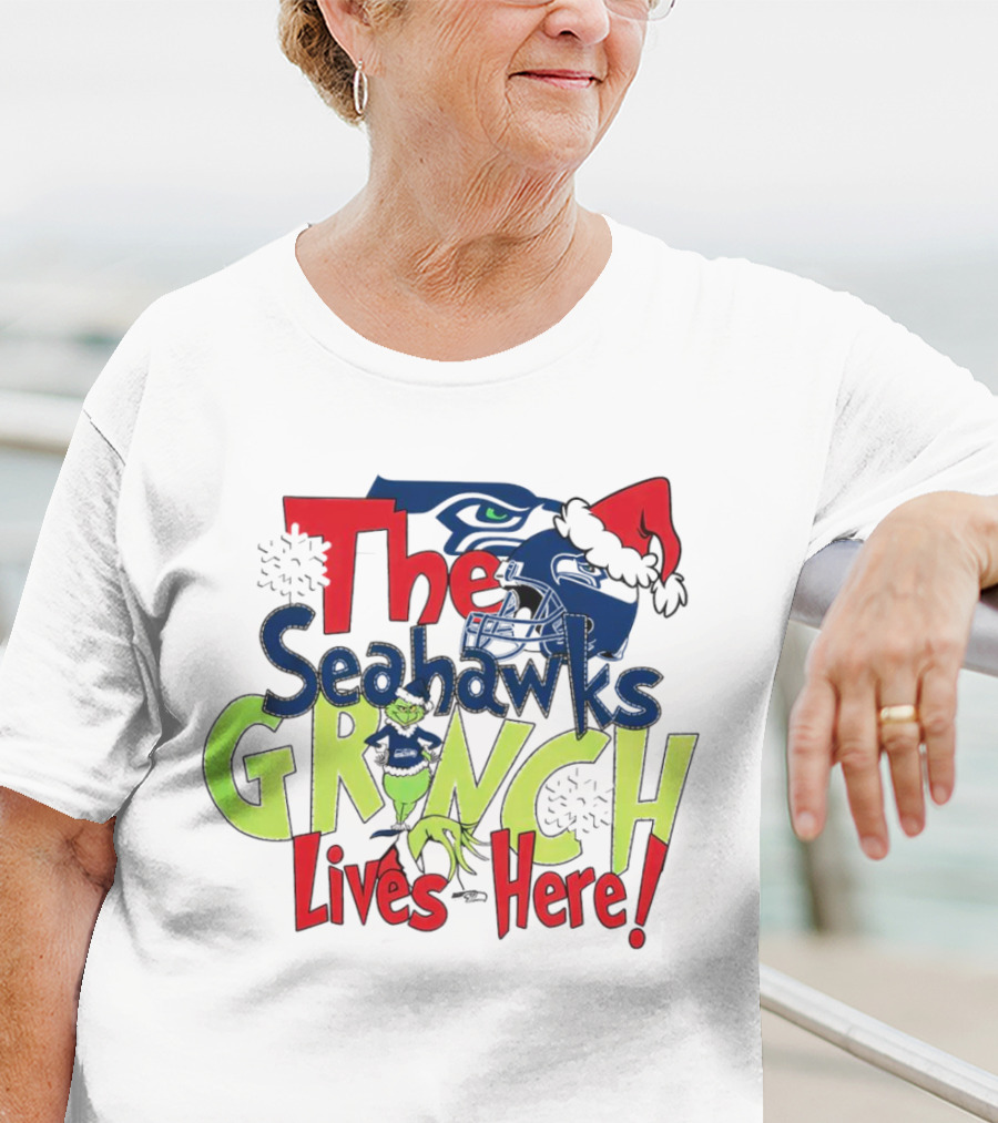 The Seattle Seahawks Grinch Lives Here Christmas T-Shirt