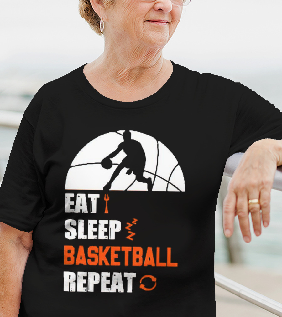 Eat Sleep Basketball Repeat Player Silhouette Ball T-Shirt