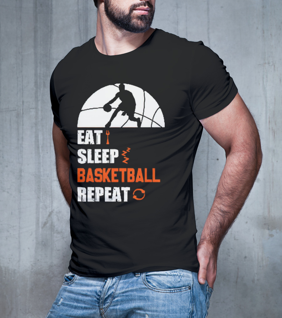 Eat Sleep Basketball Repeat Player Silhouette Ball T-Shirt