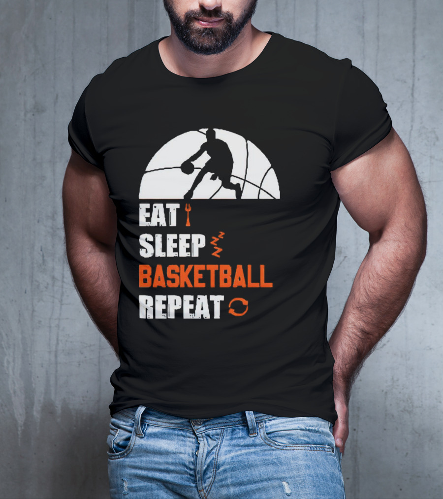 Eat Sleep Basketball Repeat Player Silhouette Ball T-Shirt