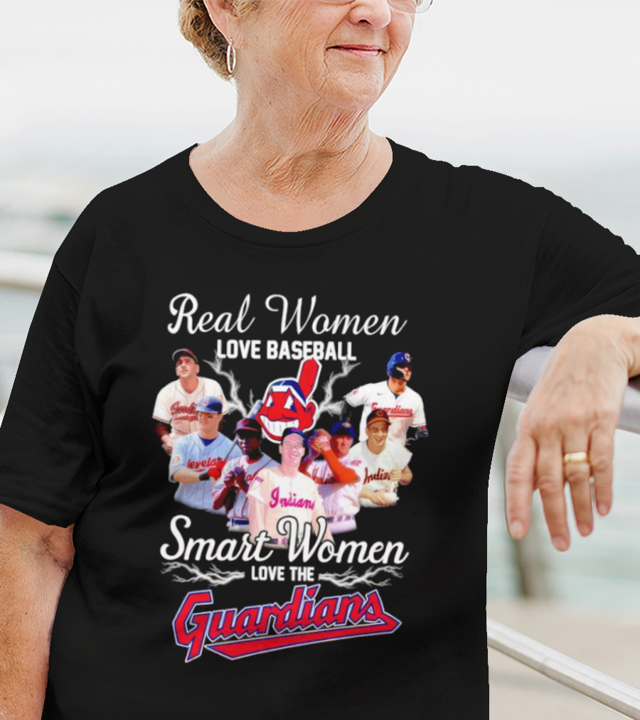 Real Women Love Baseball Smart Women Love Cleveland Guardians T-Shirt