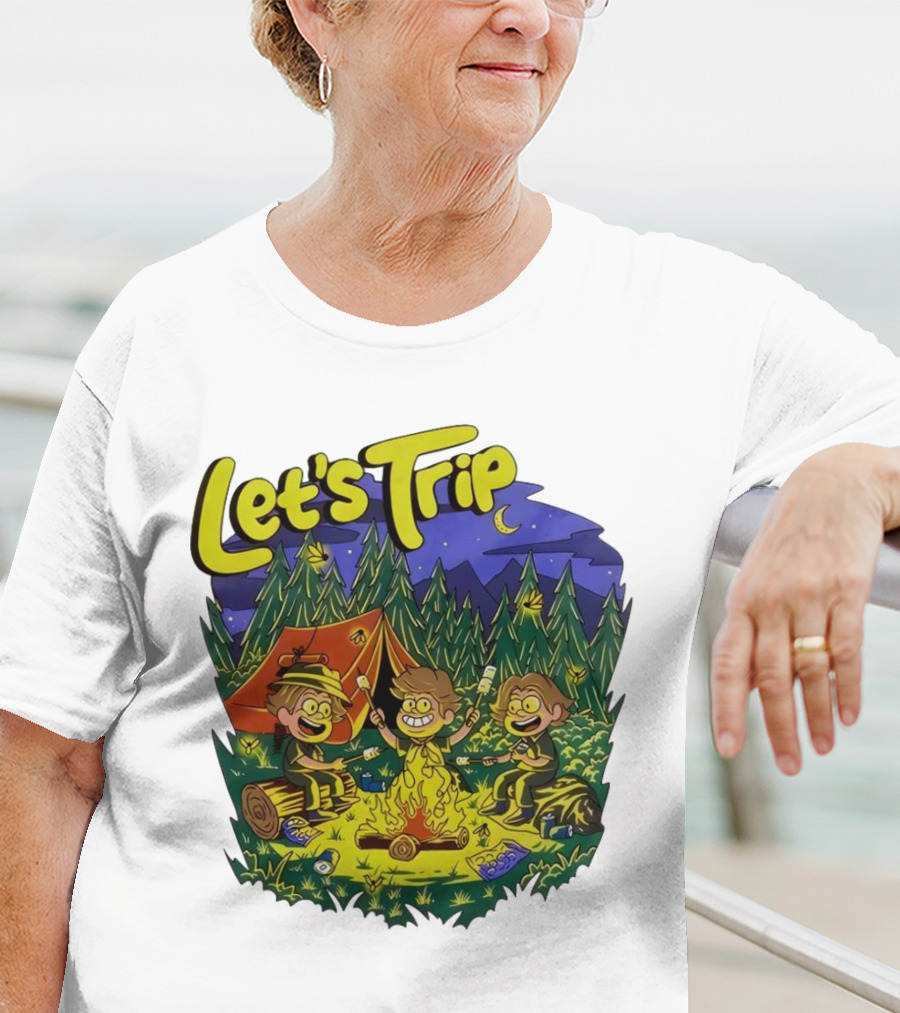 Let's Trip Around Campfire Cartoon Adventure T-Shirt