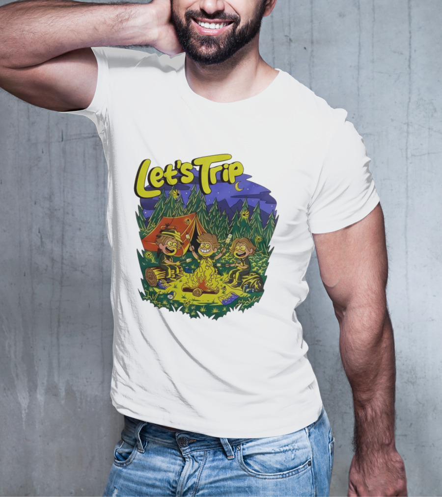 Let's Trip Around Campfire Cartoon Adventure T-Shirt