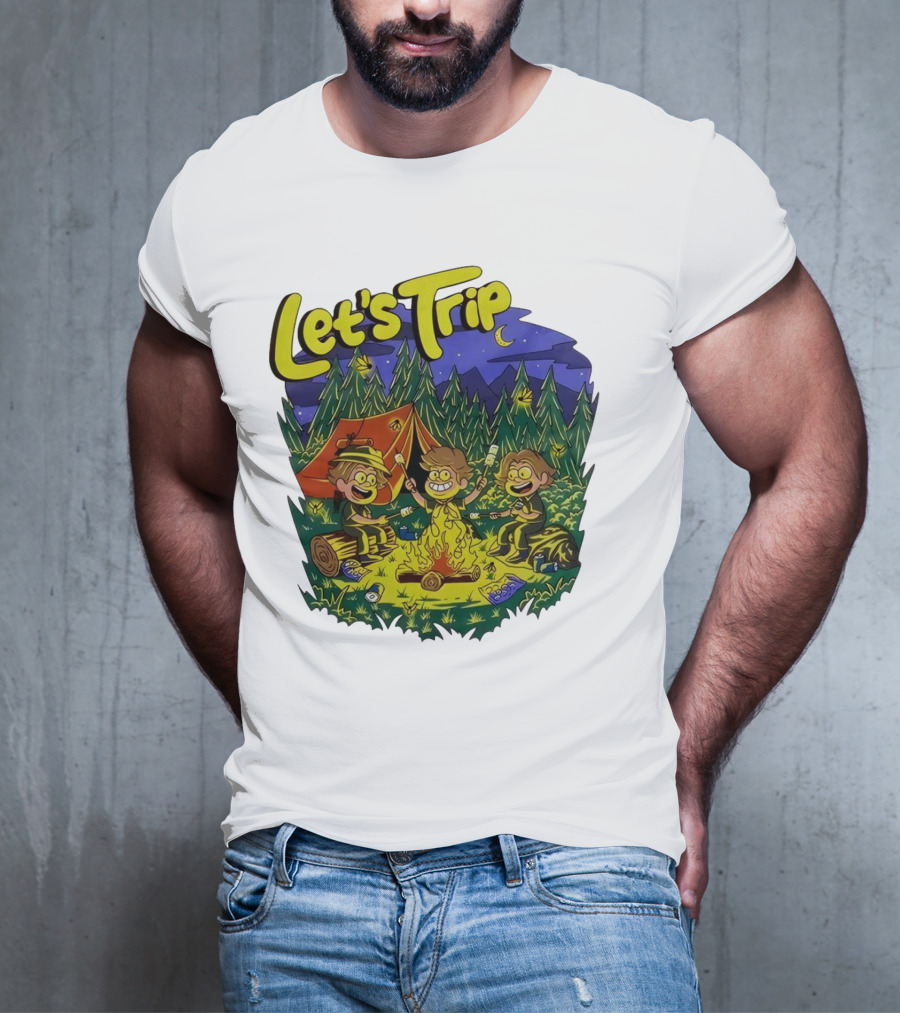 Let's Trip Around Campfire Cartoon Adventure T-Shirt