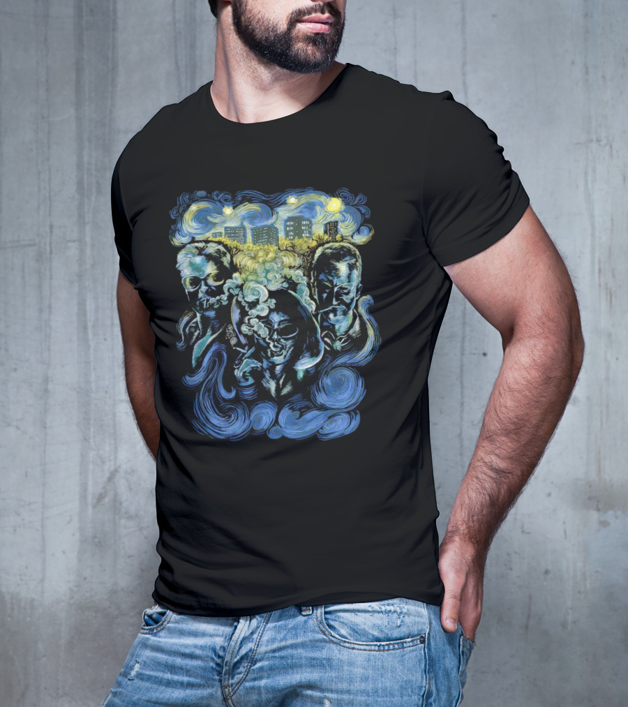 Fight Club Characters In Van Gogh’s Starry Night T-Shirt