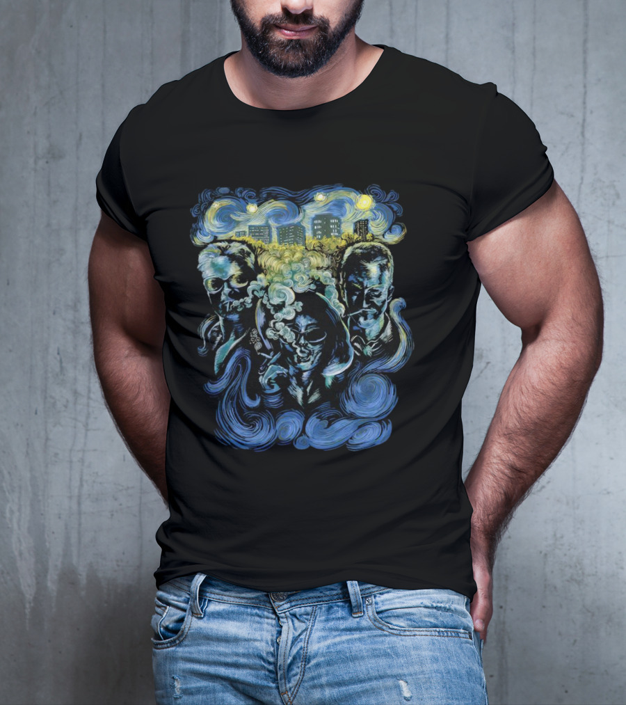 Fight Club Characters In Van Gogh’s Starry Night T-Shirt