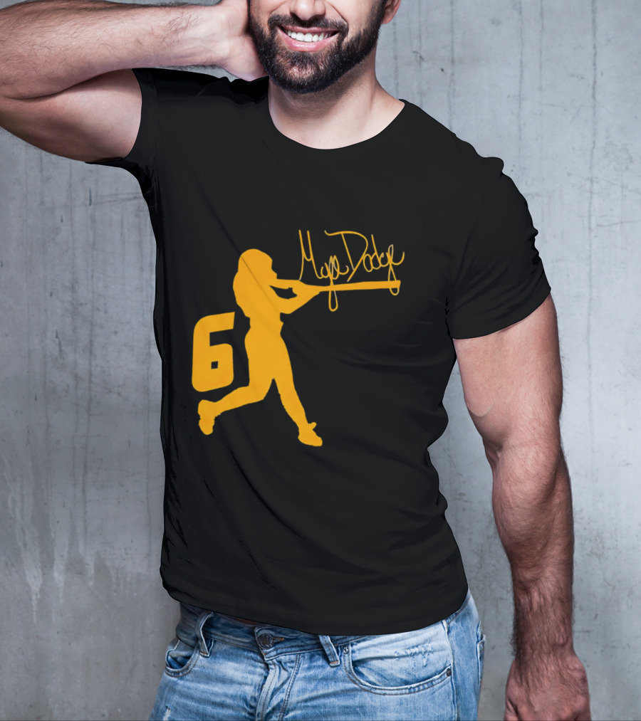 Mya Dodge Missouri Tigers Softball Signature Player Silhouette Number 6 T-Shirt