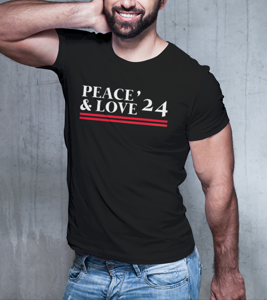 Peace And Love 24 With Red Stripes T-Shirt