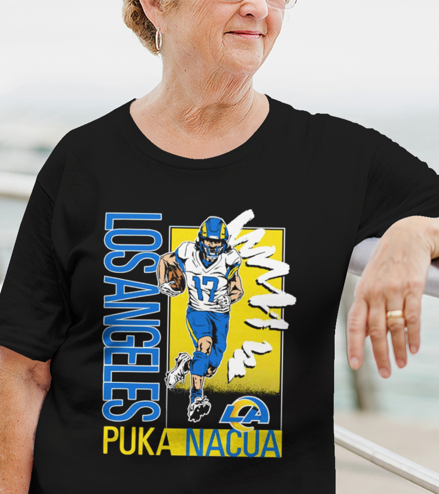 Los Angeles Puka Nacua Rams 17 Player Caricature T-Shirt