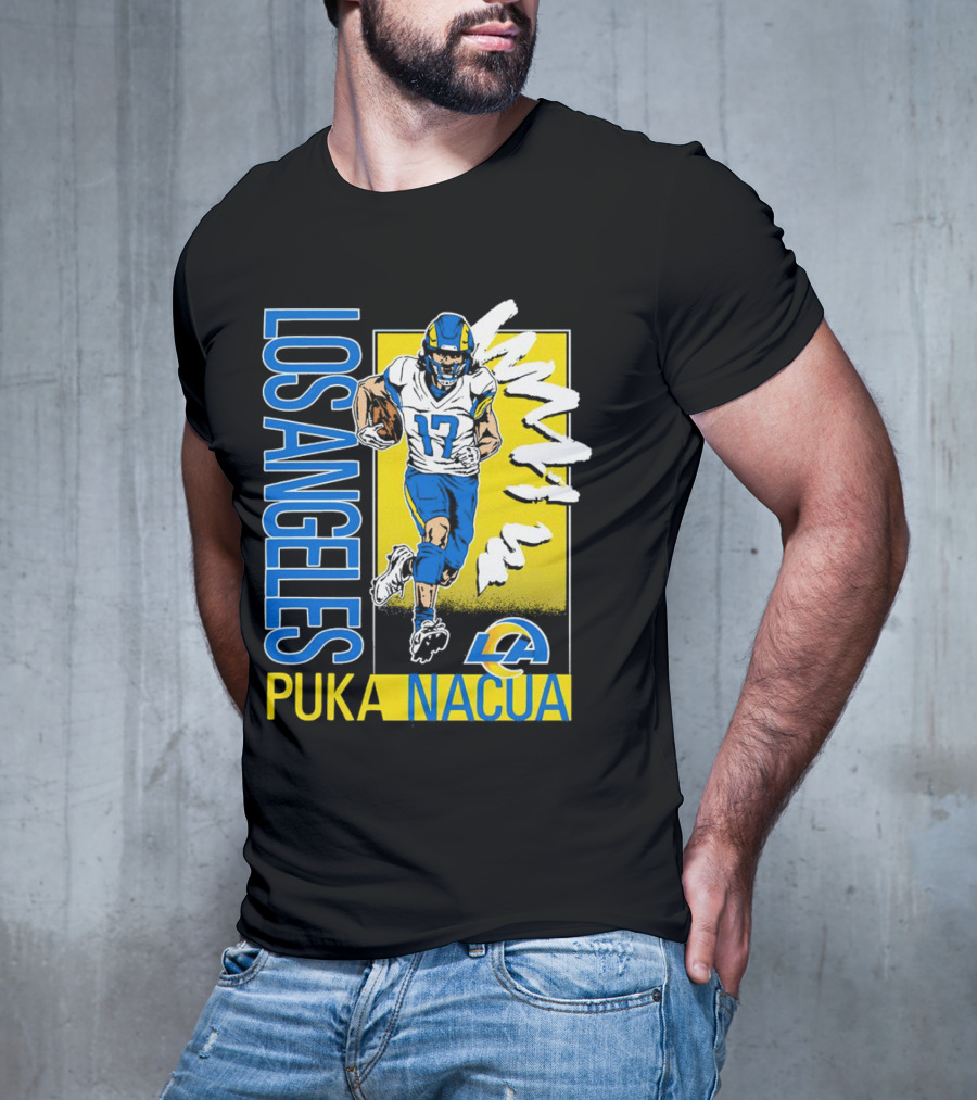 Los Angeles Puka Nacua Rams 17 Player Caricature T-Shirt