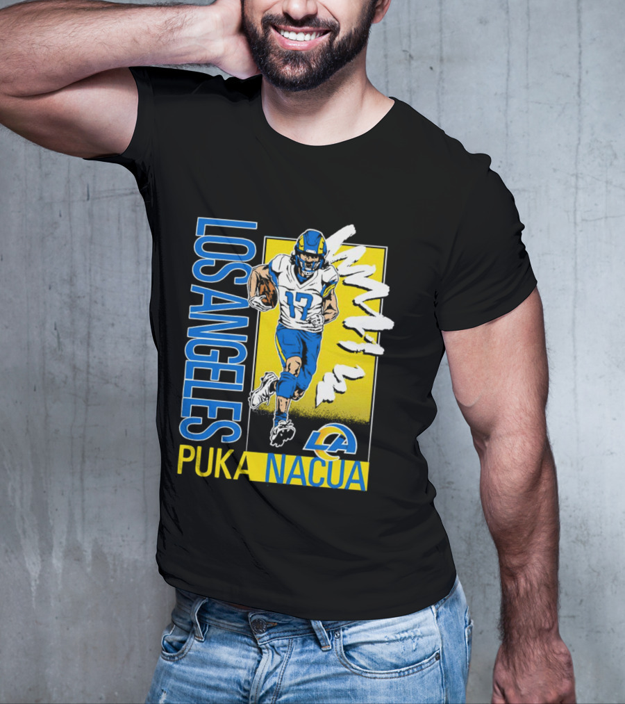 Los Angeles Puka Nacua Rams 17 Player Caricature T-Shirt