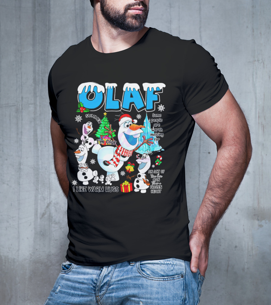 OLAF Summer I'm Olaf I Like Warm Hugs Christmas Santa Hat Some People Are Worth Melting For T-Shirt