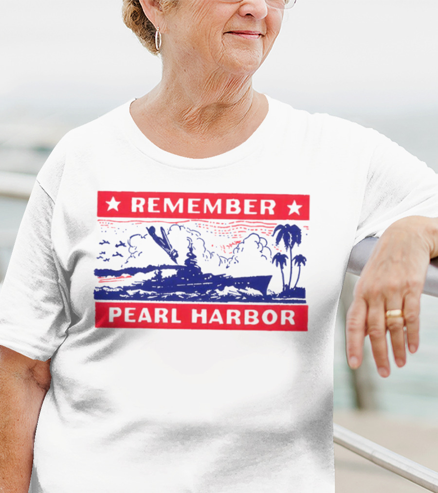 Remember Pearl Harbor 1941 Navy Ship And Palm Trees T-Shirt