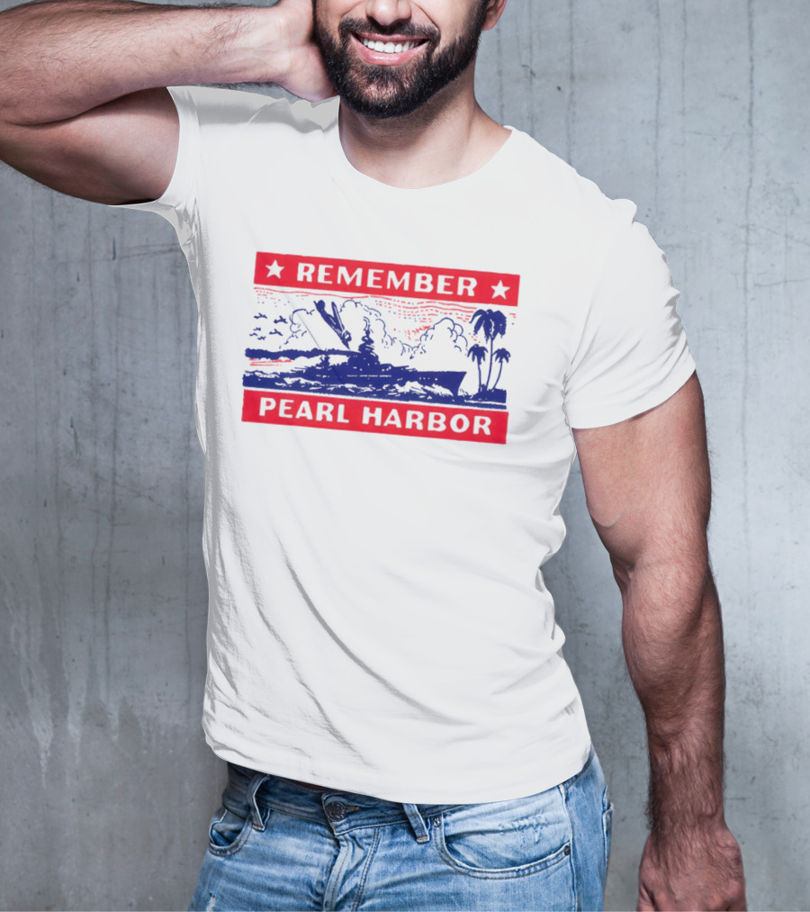 Remember Pearl Harbor 1941 Navy Ship And Palm Trees T-Shirt