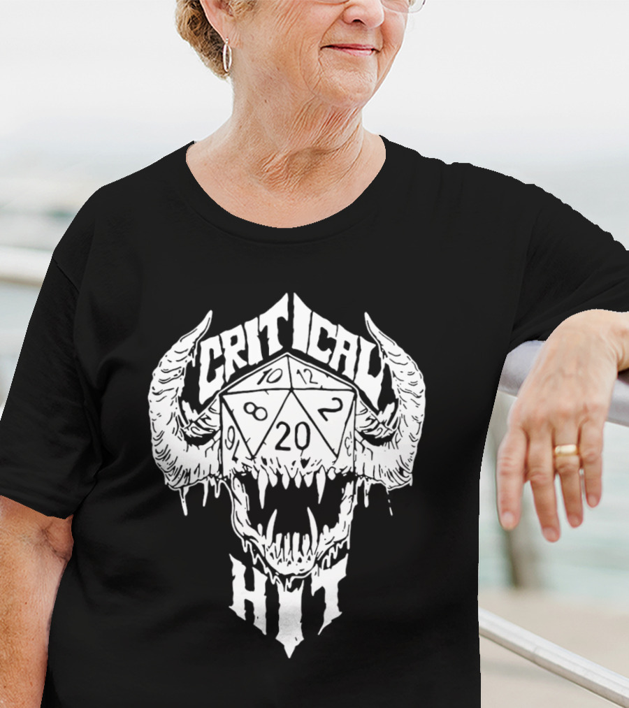 Critical Hit Dice Skull D20 Gaming T-Shirt