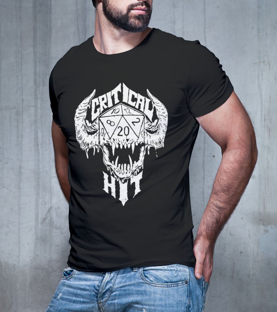 Critical Hit Dice Skull D20 Gaming T-Shirt