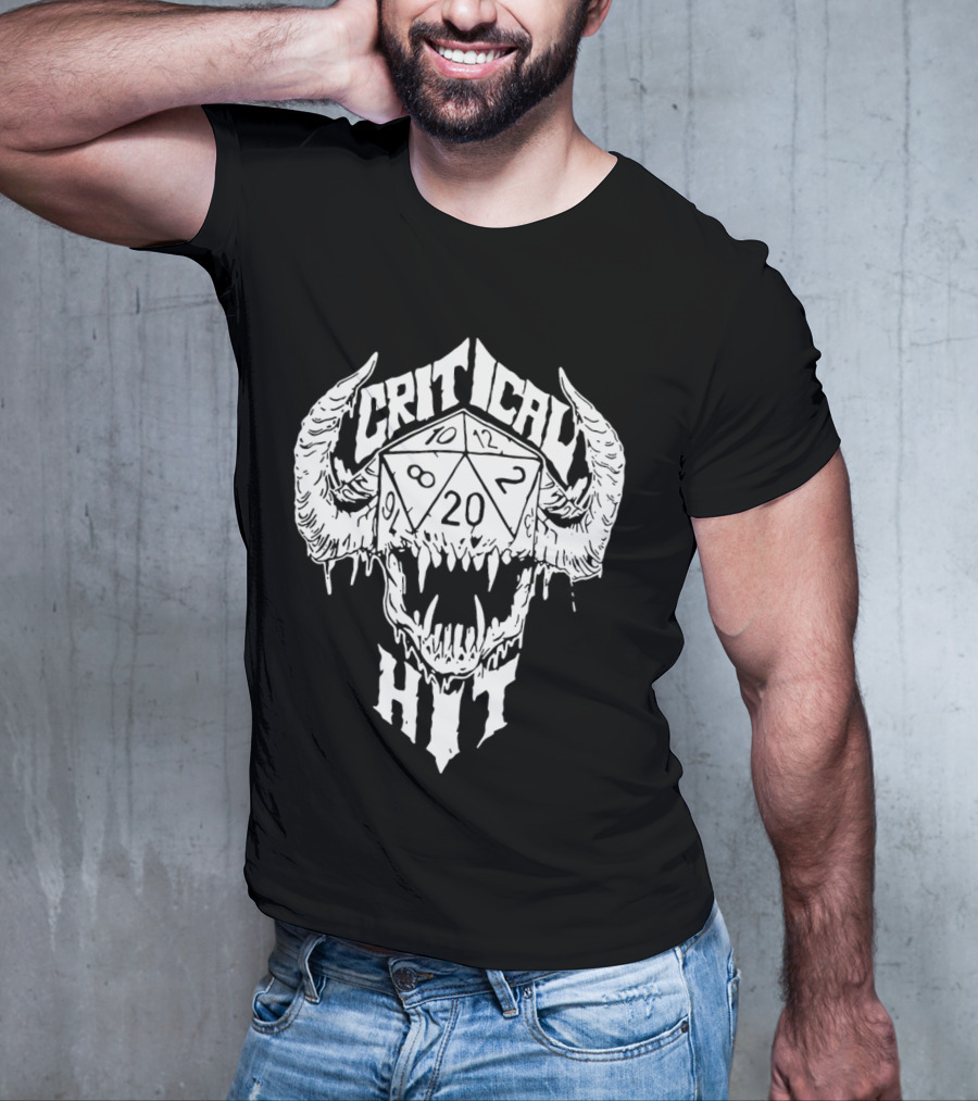 Critical Hit Dice Skull D20 Gaming T-Shirt