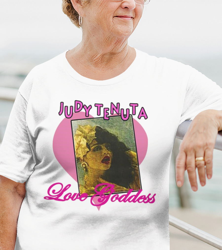 Judy Tenuta Love Goddess Vintage Art With Heart Background T-Shirt
