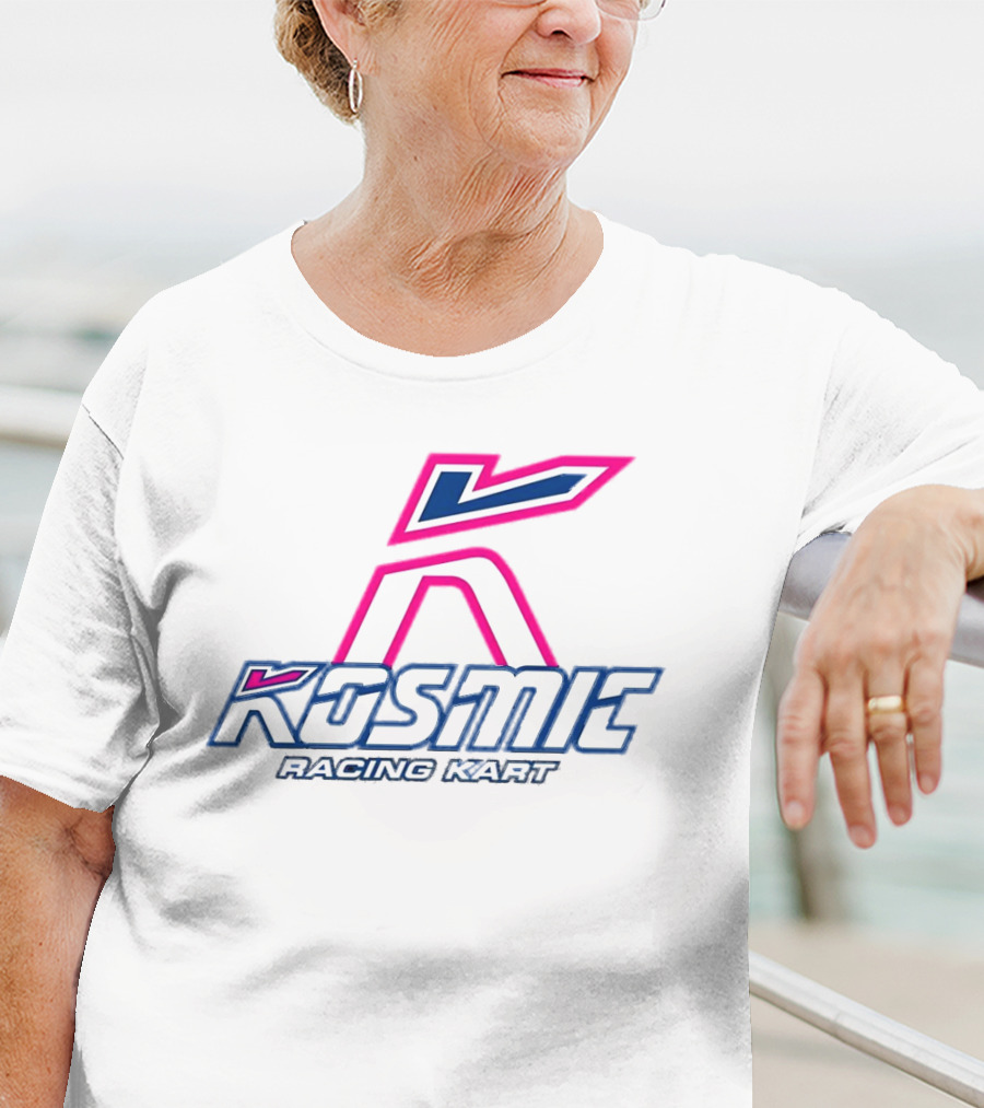 Kosmic Racing Kart K Logo Blue And Pink T-Shirt