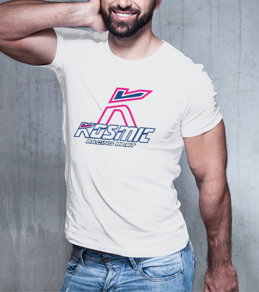 Kosmic Racing Kart K Logo Blue And Pink T-Shirt