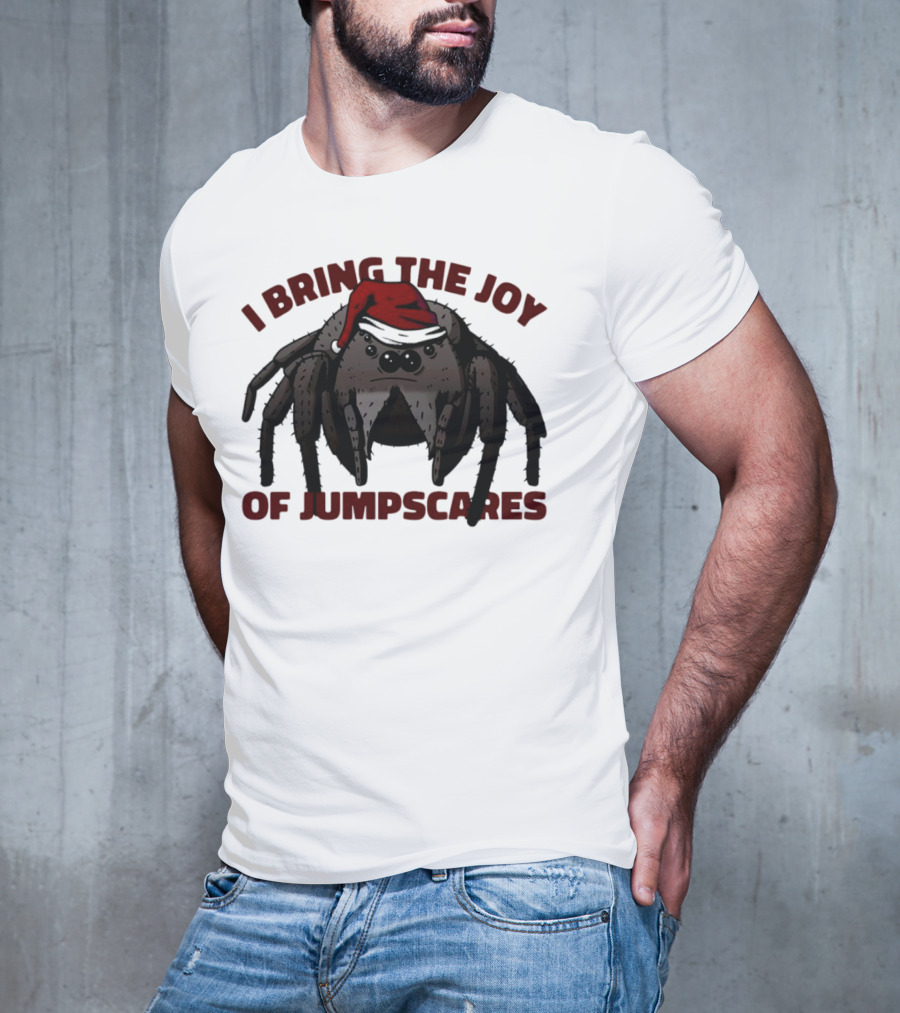 I Bring The Joy Of Jumpscares Christmas Spider With Santa Hat T-Shirt